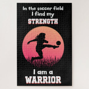 Motivational quote about girl playing soccer jigsaw puzzle