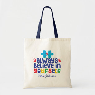 Motivational Quote   Autism Teacher Personalized Tote Bag