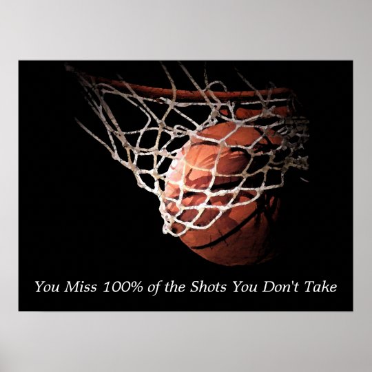 Motivational Quote Basketball Poster Zazzle.co.nz