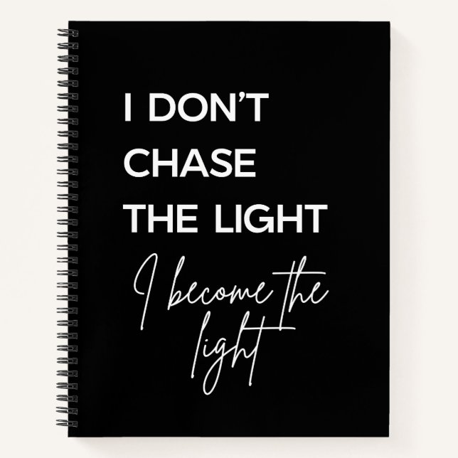 Motivational Quote Black Background Notebook (Front)