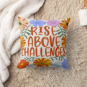 MOTIVATIONAL QUOTE COLORFUL FLORAL DESIGN CUSHION