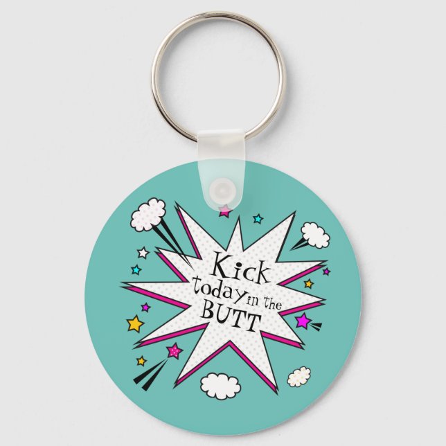 Motivational Quote Comic Book Explosion Key Ring (Front)