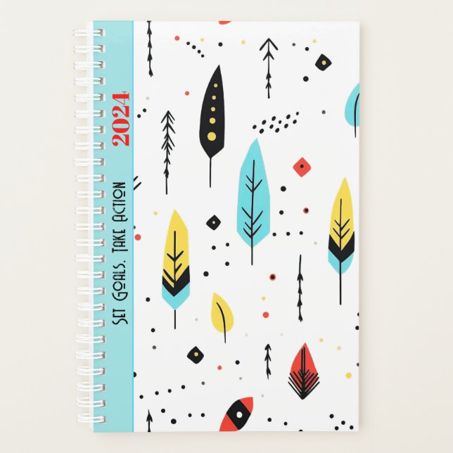 MOTIVATIONAL QUOTE CUTE WHITE COLOR BOHO PATTERN  PLANNER (Front)