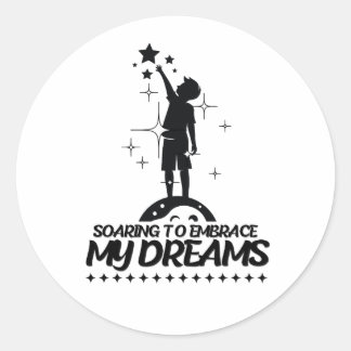 Motivational quote design classic round sticker