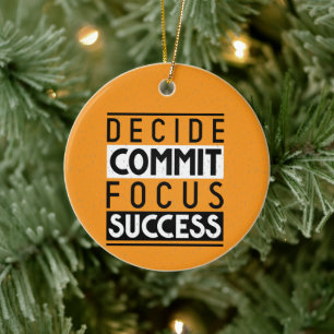 Motivational Quote Design for Achievers Ceramic Tree Decoration