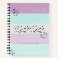 Motivational Quote Doodle and Stripe Lilac Mint