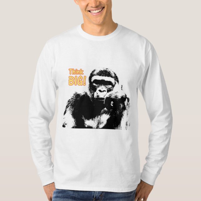 Motivational Quote Gorilla Pop Art Elegant Modern T-Shirt (Front)