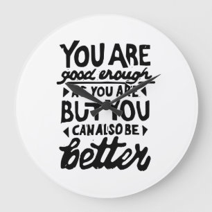 Motivational Quote Lino Print Round Large Clock