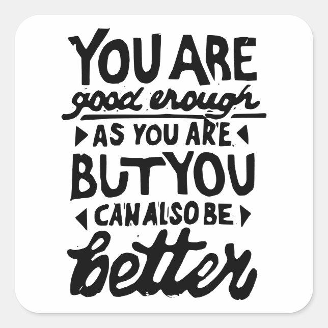 Motivational Quote Lino Print Square Sticker (Front)