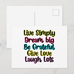 Motivational Quote Live Simply Dream Give Love Postcard