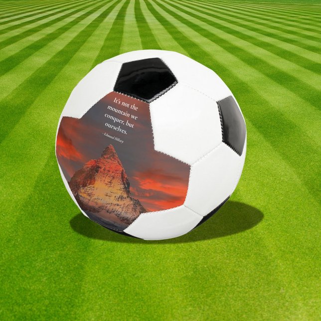 Motivational Quote Mount Everest Orange Sunrise  Soccer Ball (Creator Uploaded)