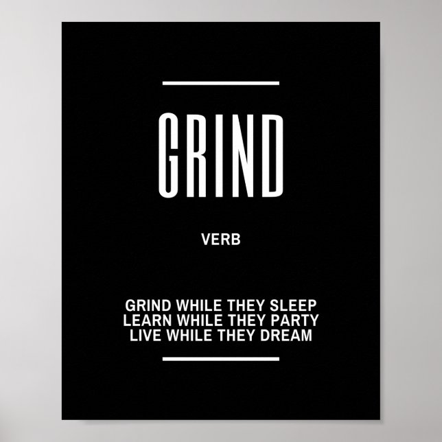 Motivational Quote  On Grinding Poster (Front)