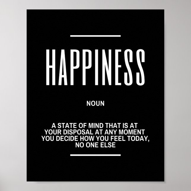 Motivational Quote On Happiness Poster (Front)