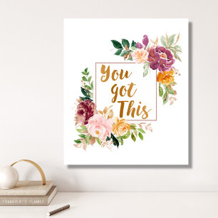 Motivational Quote Pretty Colourful Rose Floral Canvas Print