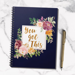 Motivational Quote Pretty Colourful Rose Floral Planner