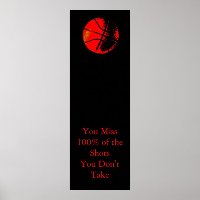 Motivational Quote Red Black Basketball Poster (Front)
