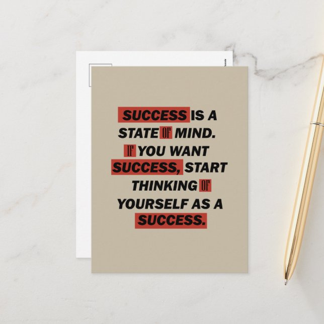 Motivational quote success holiday postcard (Front/Back In Situ)
