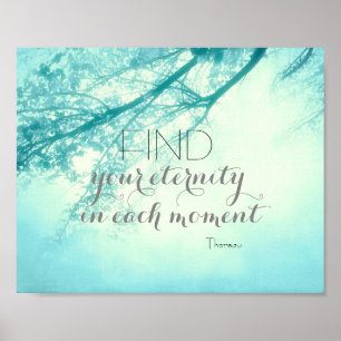 motivational quote Thoreau on blue nature art Poster