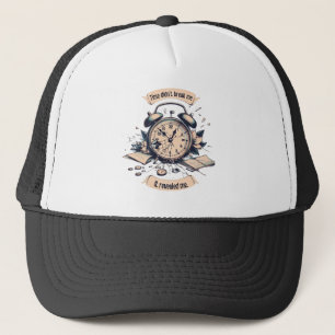 Motivational quote with a broken clock – Symbolic Trucker Hat