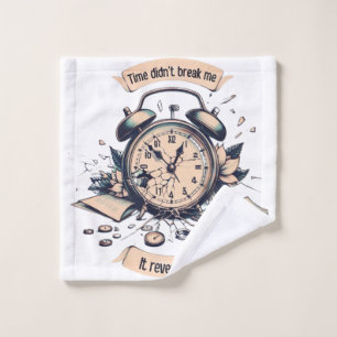 Motivational quote with a broken clock – Symbolic Wash Cloth