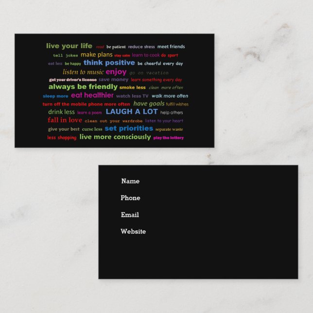 Motivational Quotes Personalise Text Background   Business Card (Front/Back)