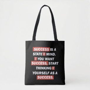 Motivational quotes success in life tote bag