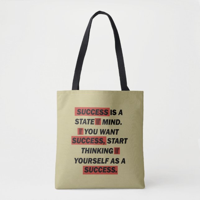 Motivational quotes success in life tote bag (Front)