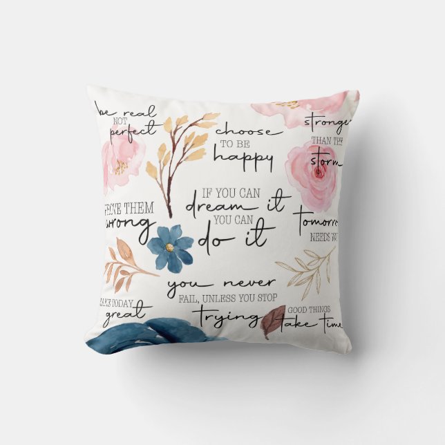 Motivational Quotes Throw Pillow (Front)
