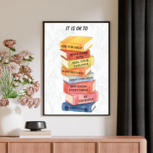 Motivational Quotes Watercolor Books Custom Poster