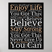 Motivational Quotes. WordArt Pattern White Black