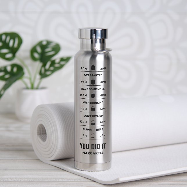 Motivational Reminder Your Name Modern Chrome Water Bottle (Yoga)