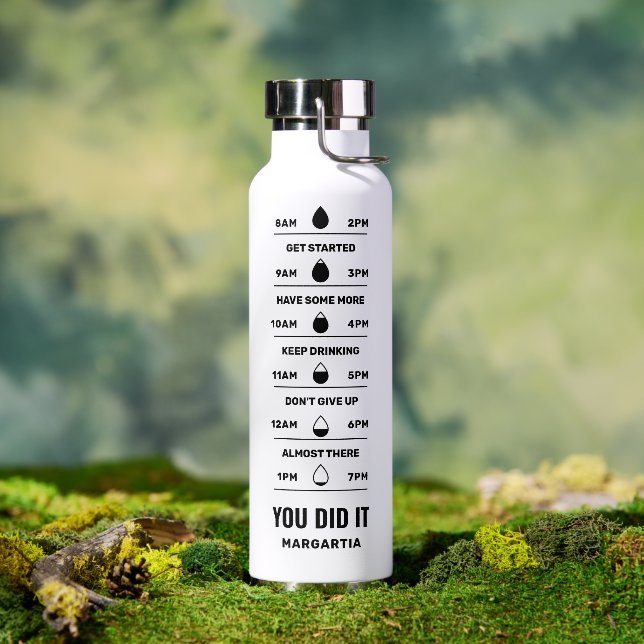 Motivational Reminder Your Name Modern Navy Water  Water Bottle (Outdoor)