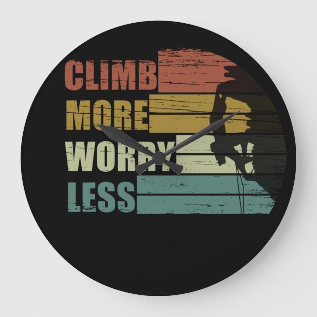 Motivational rock climbing saying large clock (Front)