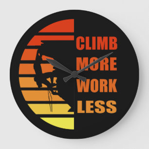 Motivational rock climbing saying large clock