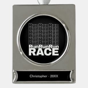 Motivational Runner In-Training Quote - Run Race Silver Plated Banner Ornament