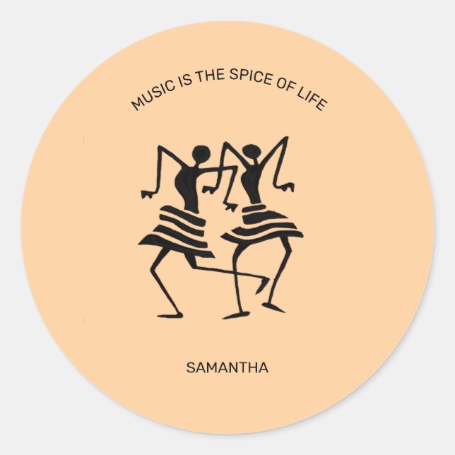 Motivational, Silhouette Celebration Dancers  Classic Round Sticker (Front)