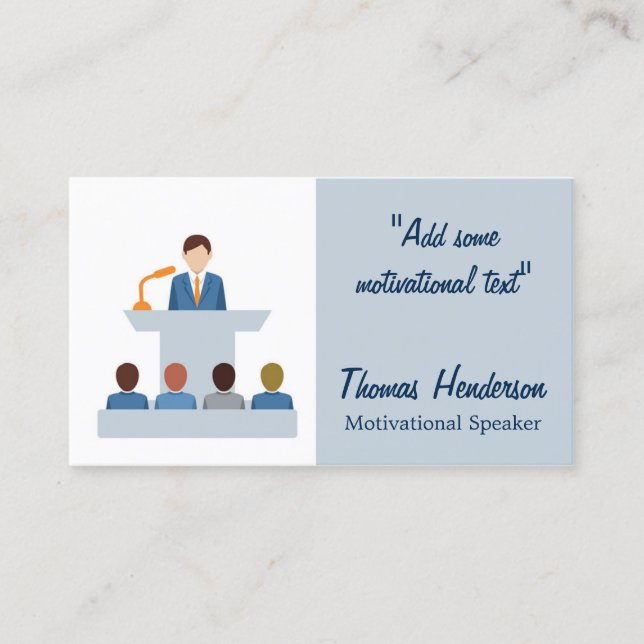 Motivational Speaker, Life Coach Business Card (Front)
