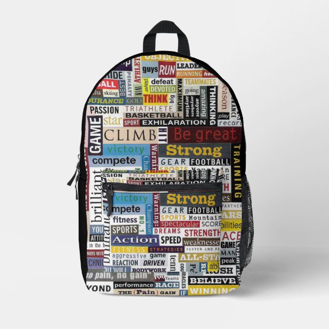 Motivational Sports Quotes Backpack (Front)