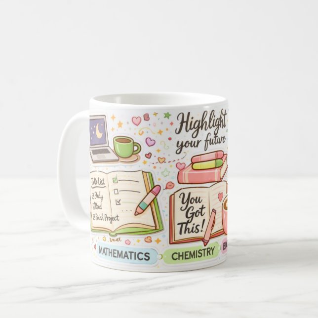 Motivational Study Mug – Cosy Pastel Wrap (Front Left)