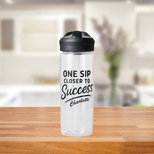 Motivational success quote black water bottle