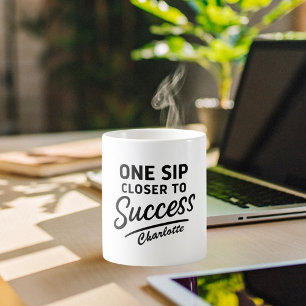 Motivational success quote black white coffee mug