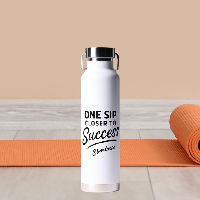 Motivational success quote black white water bottle (Creator Uploaded)