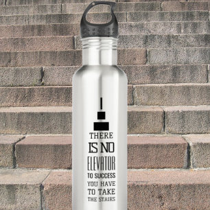 Motivational success quote design, modern black an 710 ml water bottle