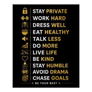 Motivational Success Quotes Black Gold Typography Poster