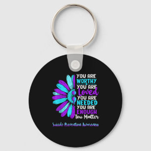 Motivational Suicide Prevention Awareness Teal Pur Key Ring