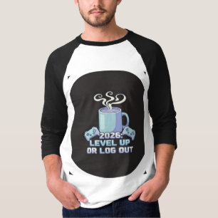Motivational T-Shirt Level Up or Log Out Gamer C