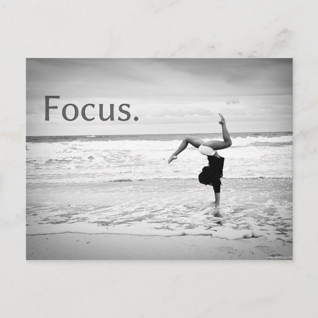 Motivational Training Beach Focus Handstand Postcard (Front)
