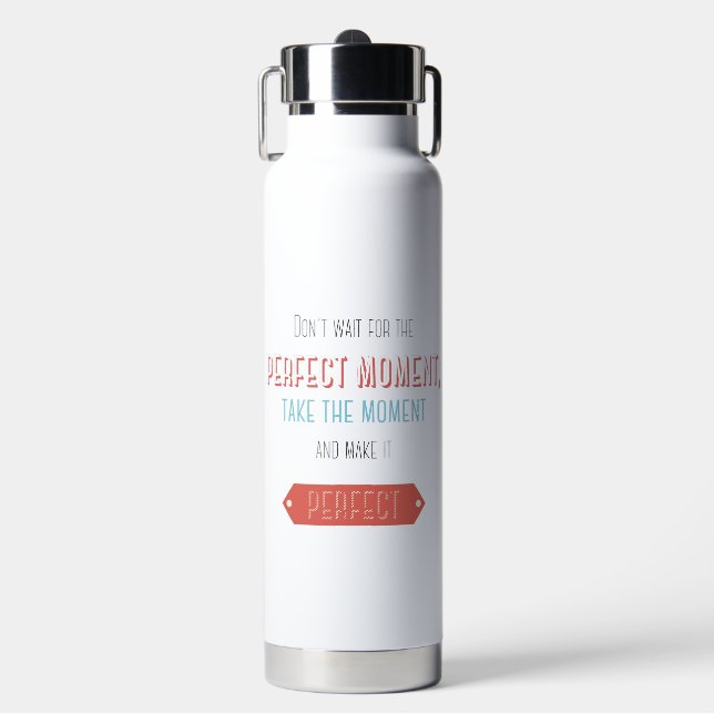 Motivational typographic retro style water bottle (Front)
