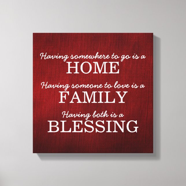 Motivational Typography Family Quote Canvas Print (Front)