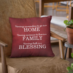 Motivational Typography Family Quote Cushion